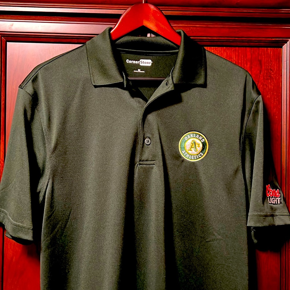 Like New Major League Baseball Oakland Athletics Green Golf Active Polo Shirt!